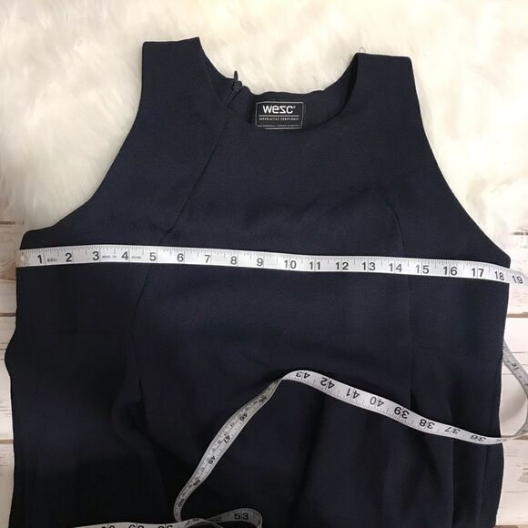 🦩 Wesc Navy Blue Sleeveless A-Line Dress‎ Medium knee length - Picture 12 of 16